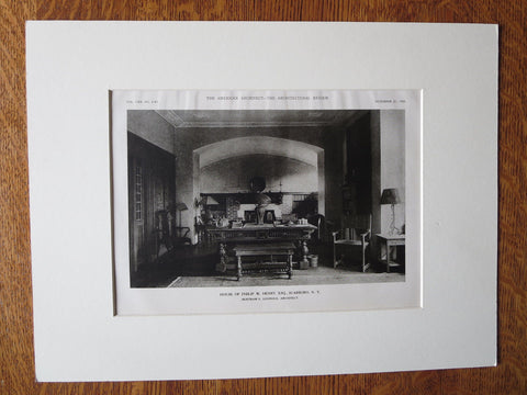 Philip W. Henry House, Scarboro, NY, Bertram G. Goodhue, Archt. 1921, Lithograph
