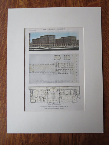 Cincinnati General Hosp., Cincinnati, OH, 1911, Original Plan. S. Hannaford&Sons