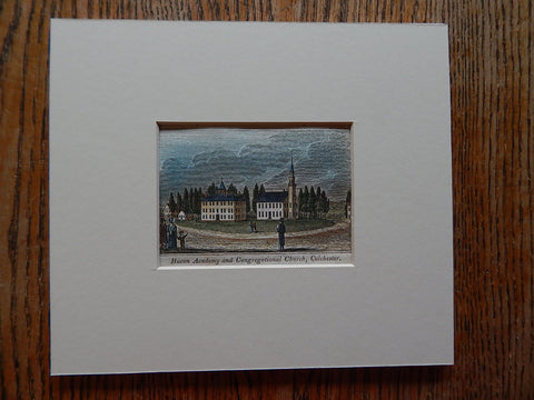 Miniature, Bacon Academy, Church, Colchester, CT, 1836 Hand Colored, Original