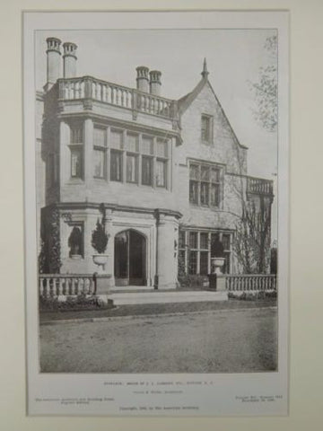 Entrance, House of J. J. Albright, Buffalo, NY, 1906, Lithograph