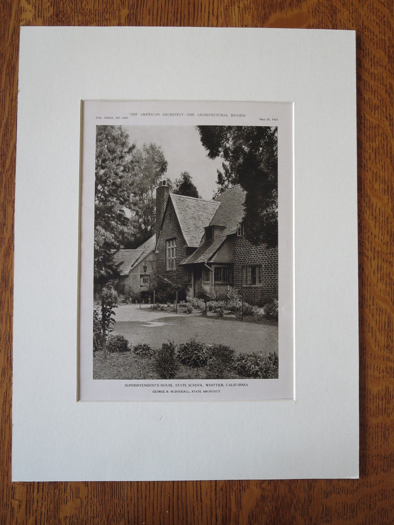Superintendents House, State School, Whittier, CA, G McDougall, 1923, Lithograph