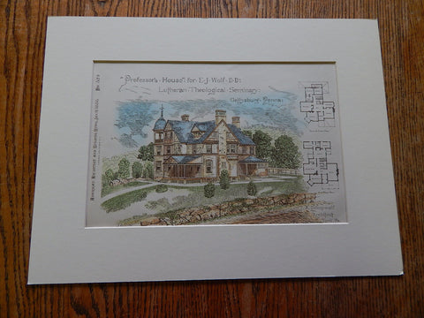 House, E.J. Wolf, Lutheran Theological Seminary, Gettysburg, PA, Original Plan