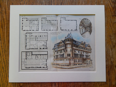 New York Athletic Club, NY, 1886, Hand Colored, Original