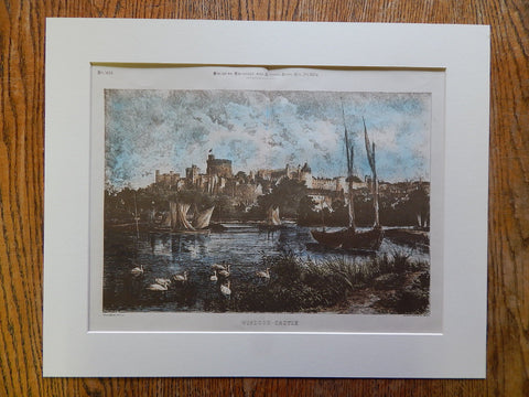 Windsor Castle, UK, 1885, Original, Hand Colored, American Architect