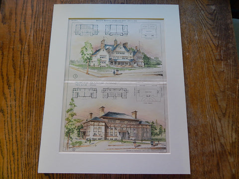 Grammar Schools, Melrose, MA, 1896, Original Hand Colored -