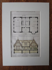Adams Academy, Quincy, MA, 1876, Ware & Van Brunt, Original Hand Colored