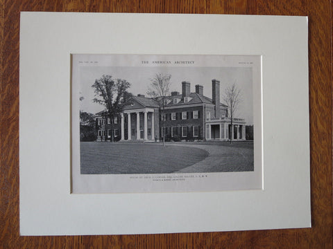 Amos Carver House, Exterior, Locust Valley, NY, Tooker & Marsh, 1921, Lithograph