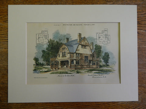 House, Kahdena Park, Morristown, NJ, F Colburn, Architect, 1890, Original Plan