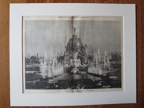 Central Dome, Paris Exhibition Buildings, American Architect, 1890, lithograph