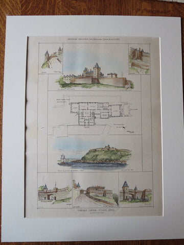 Chateau, St. Louis, Quebec, Canada, 1877, Original Plan Hand Colored