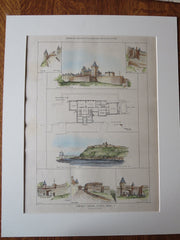 Chateau, St. Louis, Quebec, Canada, 1877, Original Plan Hand Colored