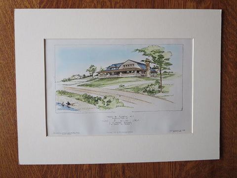 G. Wilde Bungalow, Duxbury, MA, 1905. C.H Blackall, Original Plan Hand Colored