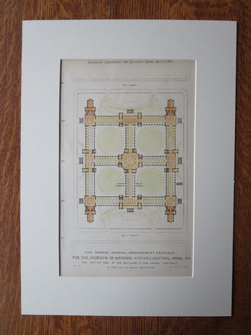 Museum of Natural History, Central Park, NY, 1876, Original Plan. Vaux & Mould