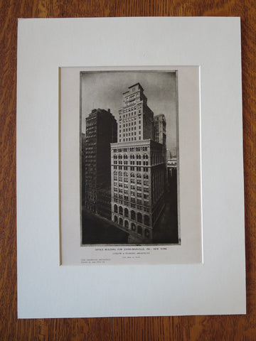Johns-Manville Office Building, NY, Ludlow & Peabody, 1924, Lithograph