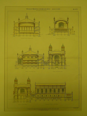 Elevations, Yale College Memorial Building, New Haven, CT, 1900, Original Plan