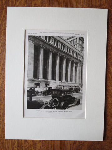 General Motors, Entrance, Detroit, MI, Albert Kahn, Architect, 1921, Lithograph