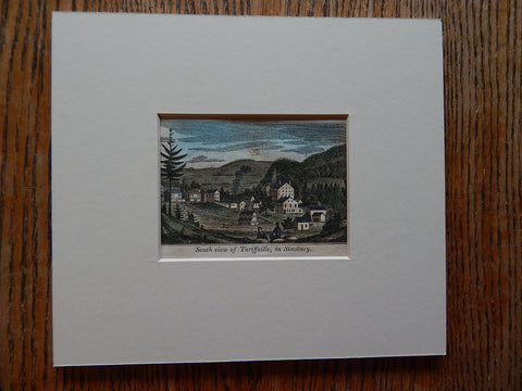Miniature Illust., Cotton Factory, Glastenbury, CT, 1836 Hand Colored, Original