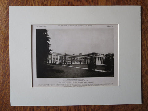 Hempstead High School Exterior, Hempstead, NY, Ernest Sibley, 1923, Lithograph