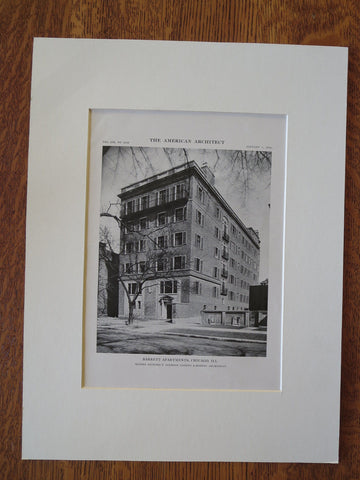 Barrett Apartments, Chicago, IL, Schmidt, Garden & Martin, 1916, Lithograph