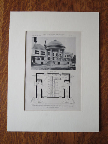 Comfort Station, Band Stand Plan, Louisville, KY, V.P. Collins, 1918, Lithograph