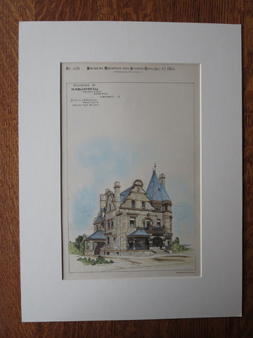 W.H. Blymyer House, Cincinnati, OH, 1885, Original Plan, DeJardins & Hayward