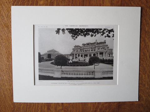 De Lemar Estate, SW View, Glen Cove, LI, NY, C Gilbert, 1919, Lithograph