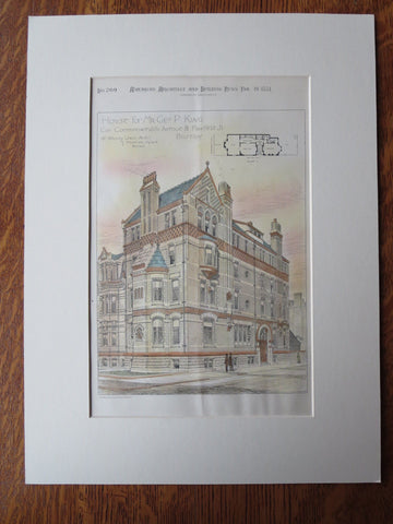 George P. King House, Boston, MA, 1881, Original Plan. W. Whitney Lewis