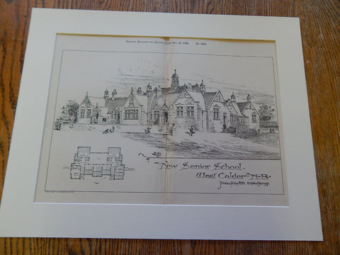 New Senior School, West Calder, New Brunswick, JG Fairly, 1896, Original Plan.