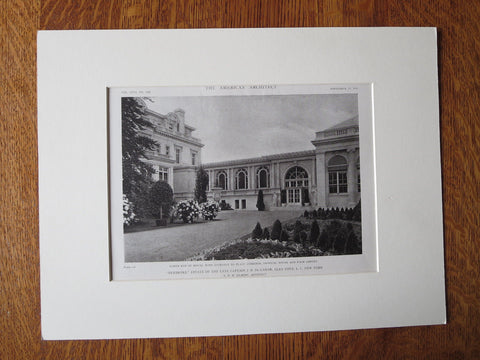 De Lemar Estate, Palm Garden, Glen Cove, LI, NY, C Gilbert, 1919, Lithograph