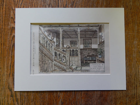 Staircase, Hall Place, England, UK, 1880, George Devey, Archt., Original Plan