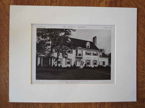 Mrs. Wardwell House, Exterior, Stamford, CT, Aymar Embury II, 1919, Lithograph