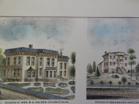 Residences; B D Nelson and O Walker, Stillwater, Marine, MN, 1874, Original