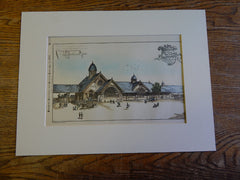 Railroad Station, Schenectady, New York, 1885, R H Robertson, Architects. Hand Colored, Original Plan
