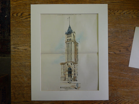 The Tower Building, J. Noble Stearns, NY, 1890, Original Plan Hand Colored