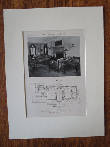 H Bellas Hess House, Interior, Huntington, NY, Howells/Stokes, 1921, Lithograph