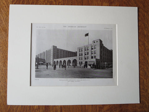 US Army Supply Base, Entrance, Brooklyn, NY, Cass Gilbert, 1919, Lithograph
