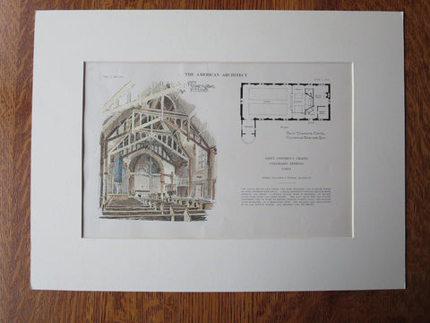 St Stephens, Interior, Colorado Springs, CO,1911, Original Plan. MacLaren&Thomas