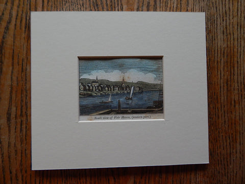 Miniature Illustration, Fair Haven, Connecticut, 1836 Hand Colored, Original