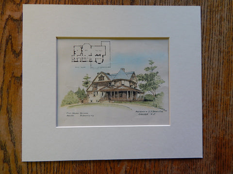 S.S. Dennis House, Orange, NJ, C Gifford, Architect, 1890. Original Hand Colored