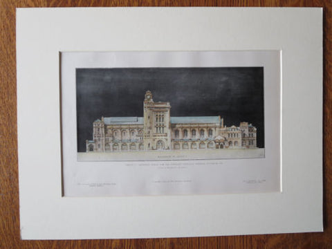 Carnegie Technical Schools, Pittsburgh, PA, 1905. Original Plan Hand Colored