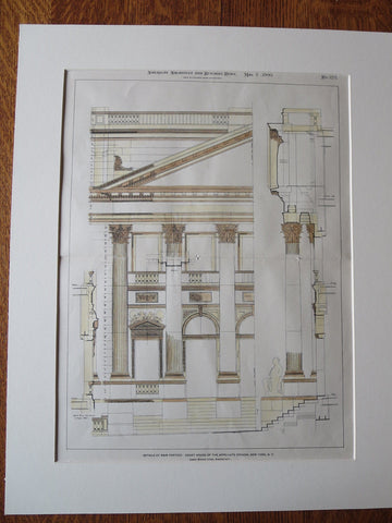 Appellate Division, Court House, New York, NY, 1900, Original Plan Hand Colored