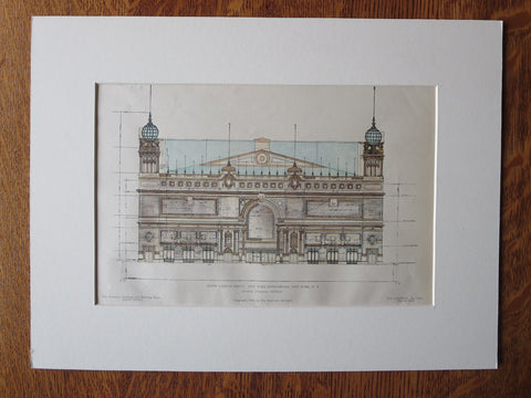 New York Hippodrome, 6th Ave, NY, 1905, F. Thompson, Original Plan Hand Colored