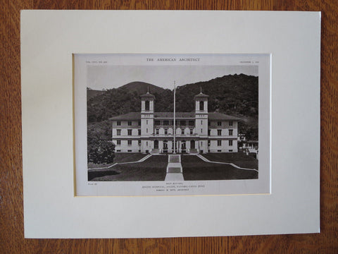Ancon Hospital Exterior, Ancon, Panama Canal Zone, S. Hitt, 1919, Lithograph
