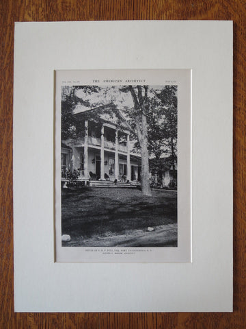 S.H.P. Pell, Esq. House, Fort Ticonderoga, NY, Alfred Bossom, 1921, Lithograph