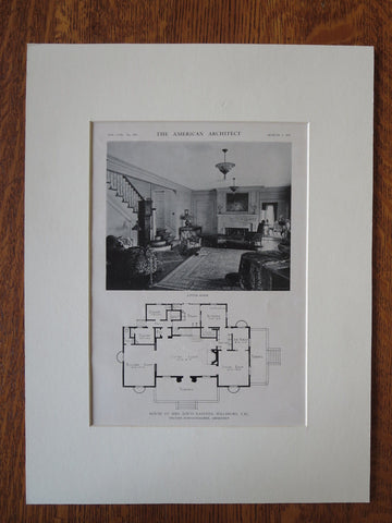 L. Gassner House, Interior, Hillsboro, CA, S. Schnaittacher, 1921, Lithograph