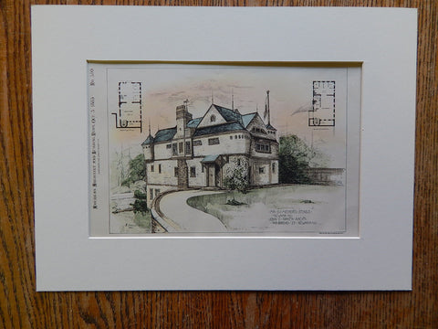 S J Meeker Stable, Newark, New Jersey, 1885, John E Baker, Architects. Hand Colored, Original Plan