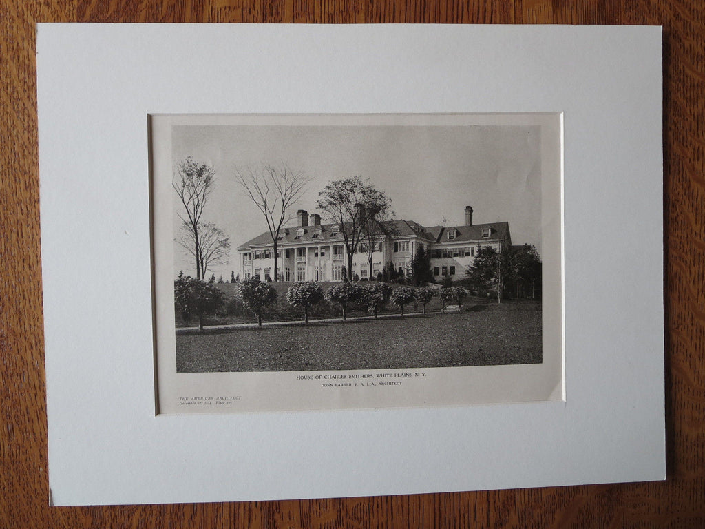 Charles Smithers House, White Plains, NY, Donn Barber, F.A.I.A, 1924, Lithograph