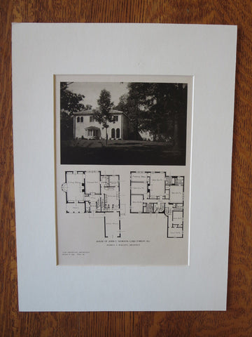 John C. Dawson House, Lake Forest, IL, Russell S. Walcott, 1924, Lithograph
