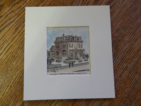 Residence, Captain R J Wheeler, Stillwater, MN, 1874, Original, Hand Colored