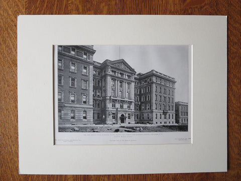Mt Sinai Hospital, 5th Ave/Madison Ave, New York, A.W. Brunner, 1905, Lithograph